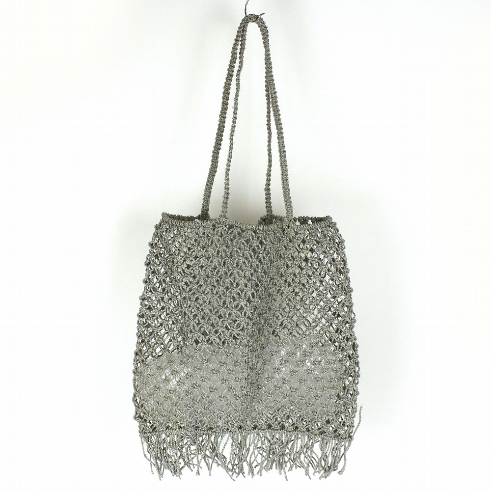 サイザルマクラメバッグ 細糸 フリンジ グレー 24SS一点物 @6000→4800