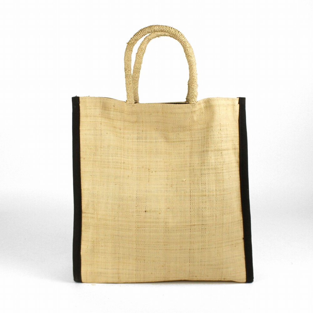 ラフィアラバンショッピングバッグ NAT黒 24SS一点物 @8500→6800