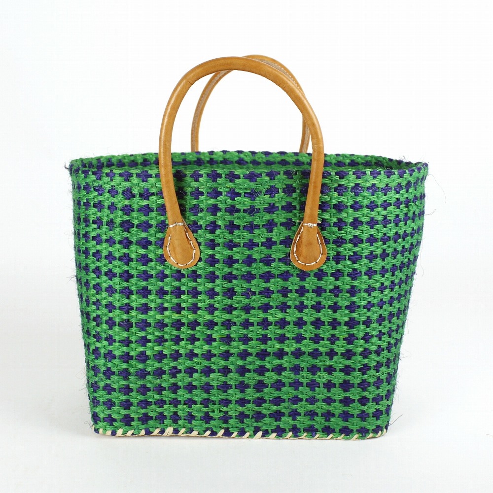 サイザルかご 中 黄緑紺 24SS一点物 @8100→6480