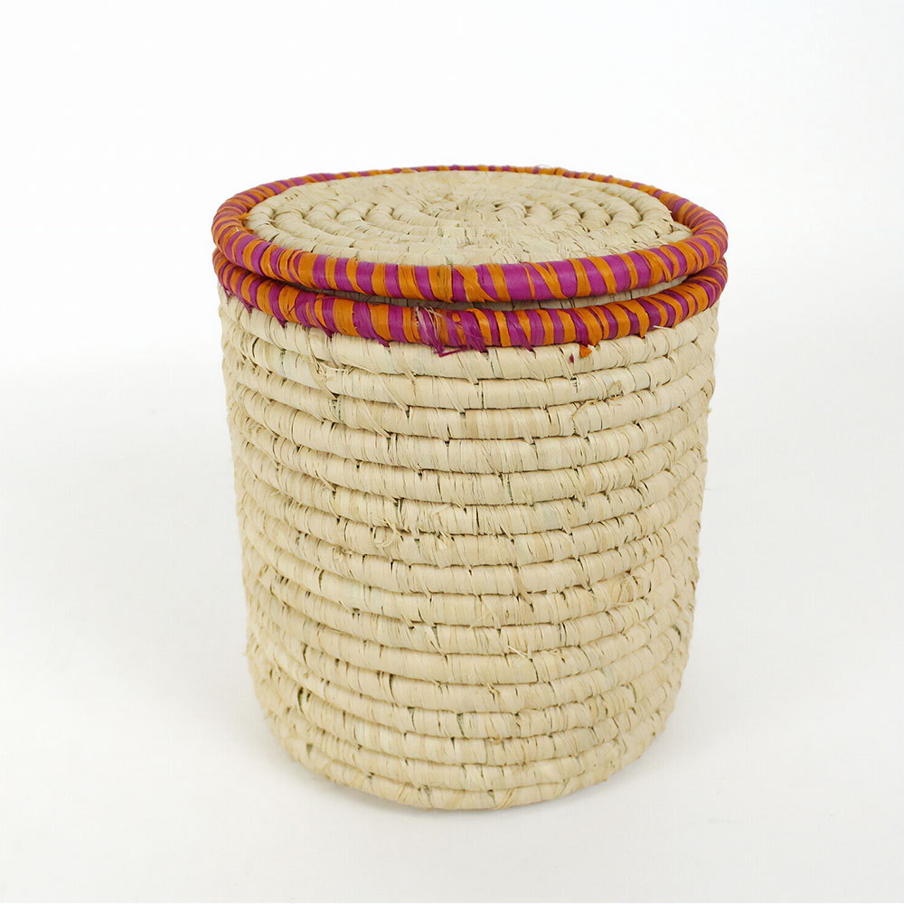 アラボララフィアかご 縁カラー 中 18x20 NATピンクオレンジ 24SS一点物 @3400→2720