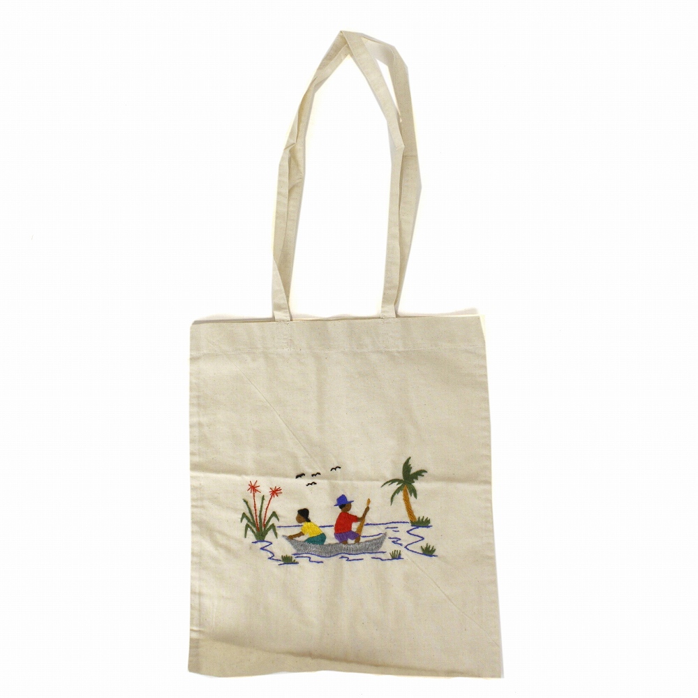 刺繍トートバッグ マダガスカル 小 船 24SS一点物 @4800→3840