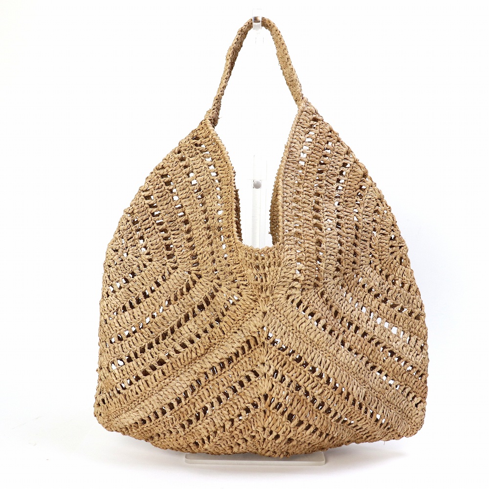 ラフィアバッグ パッチワーク 紅茶