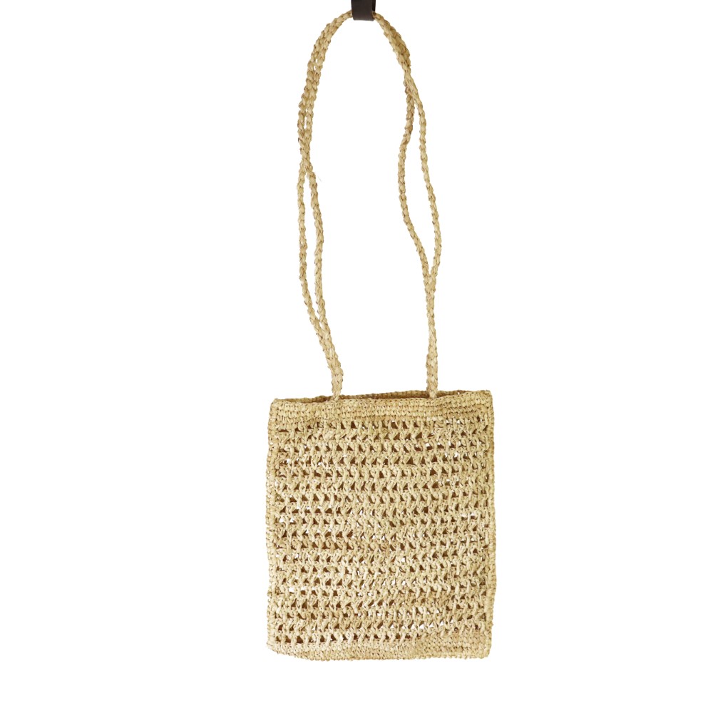 ラフィアかぎ編みバッグミニ 平透かし