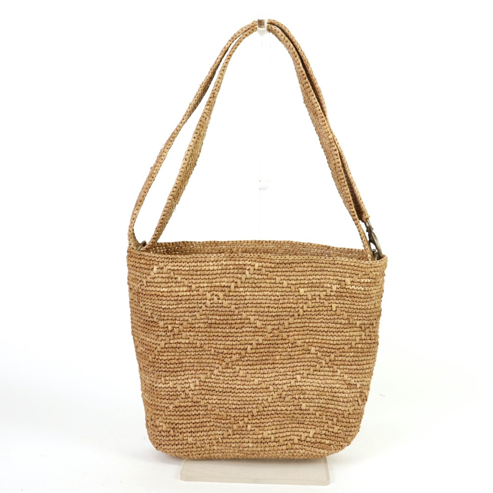 【受注商品】ラフィアかぎ編みバッグ 楕円 菱形 紅茶