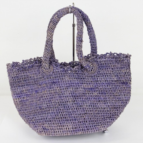 ラフィア編トート 小 ラベンダー ￥6000→￥5400