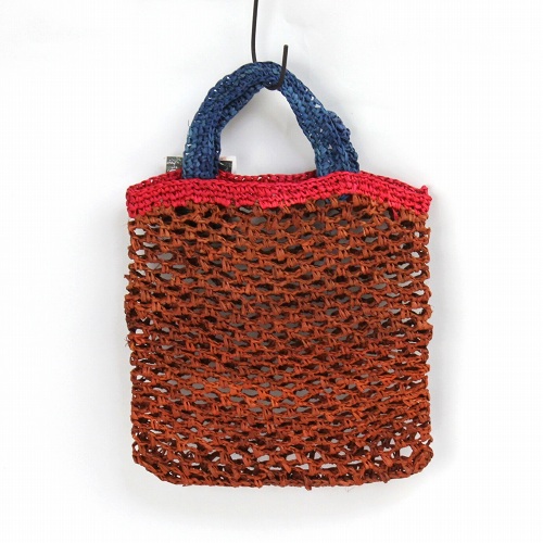 ラフィアミニトート網トリコロール ミルクチョコ