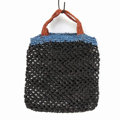 ラフィアミニトート網トリコロール ブルーベリー