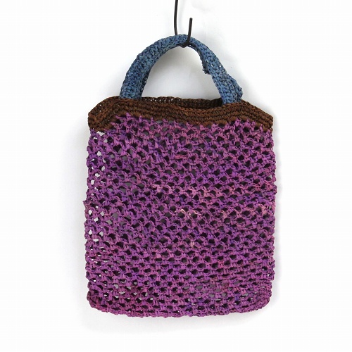 ラフィアミニトート網トリコロール スミレ