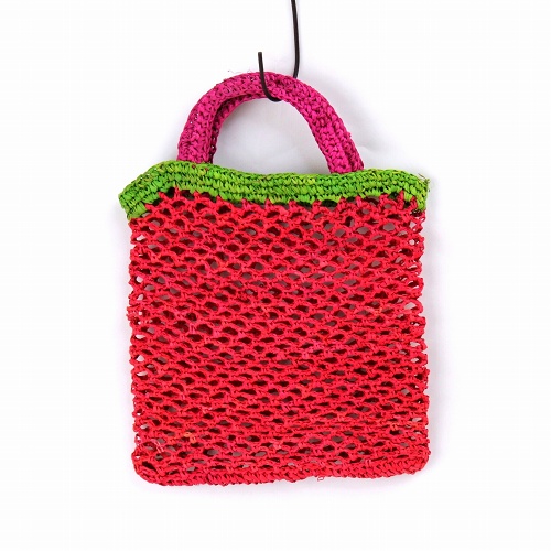 ラフィアミニトート網トリコロール イチゴ
