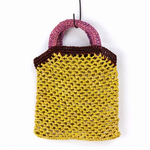 ラフィアミニトート網トリコロール バナナ