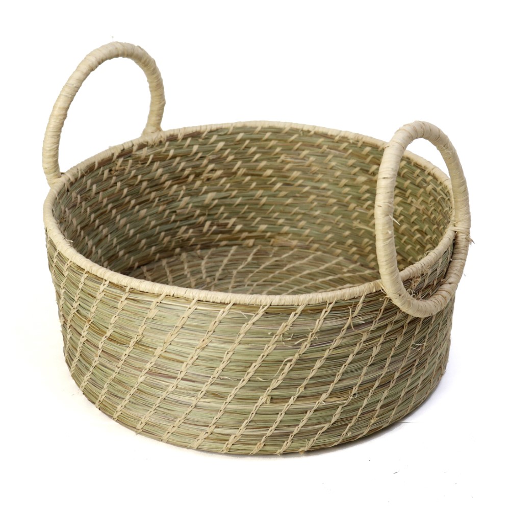 アラボラxラフィア丸かご丸取っ手付M 31x13