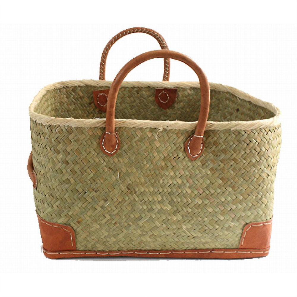 チヒかご新聞シングル 革ハンドル 角 底ぐるり革