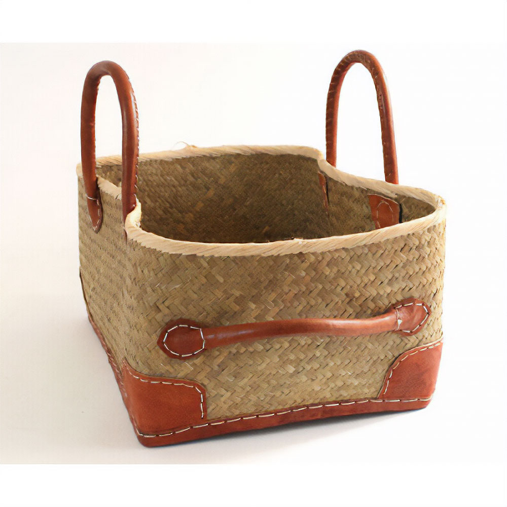 チヒかご新聞シングル 革ハンドル 角 底ぐるり革 S