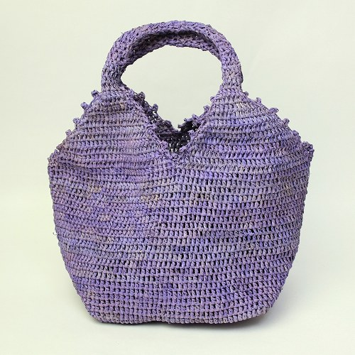 ラフィアバッグ四角デコ ミニ ラベンダー