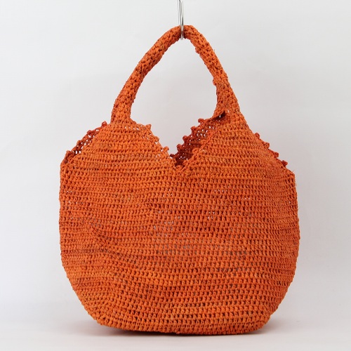 ラフィアバッグ四角デコ ミニ オレンジ