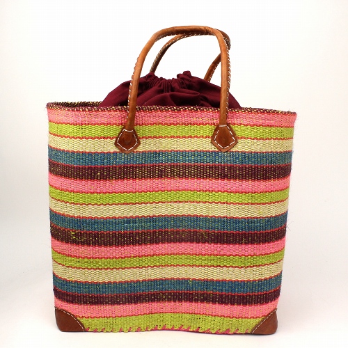 サイザルかごバッグ 革ハンドル NIRY LL ボーダー