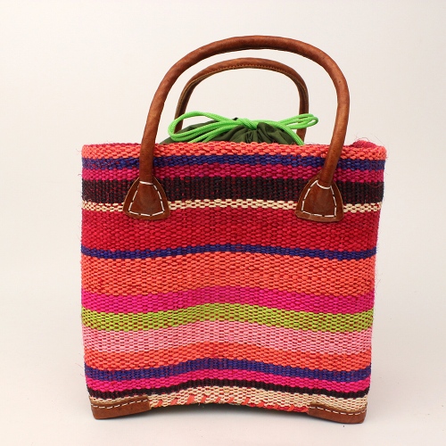 サイザルxチヒかごバッグ 革ハンドル NIRY S マルチ 02ボーダー