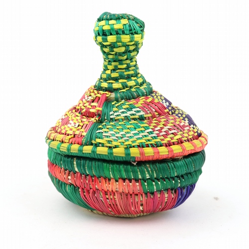 【SALE】エチオピアバスケット　小　とんがりふた付きカラフル @2800→1900