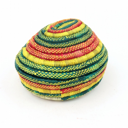 【SALE】エチオピアバスケット　中　楕円ふた付きカラフル @3500→2400