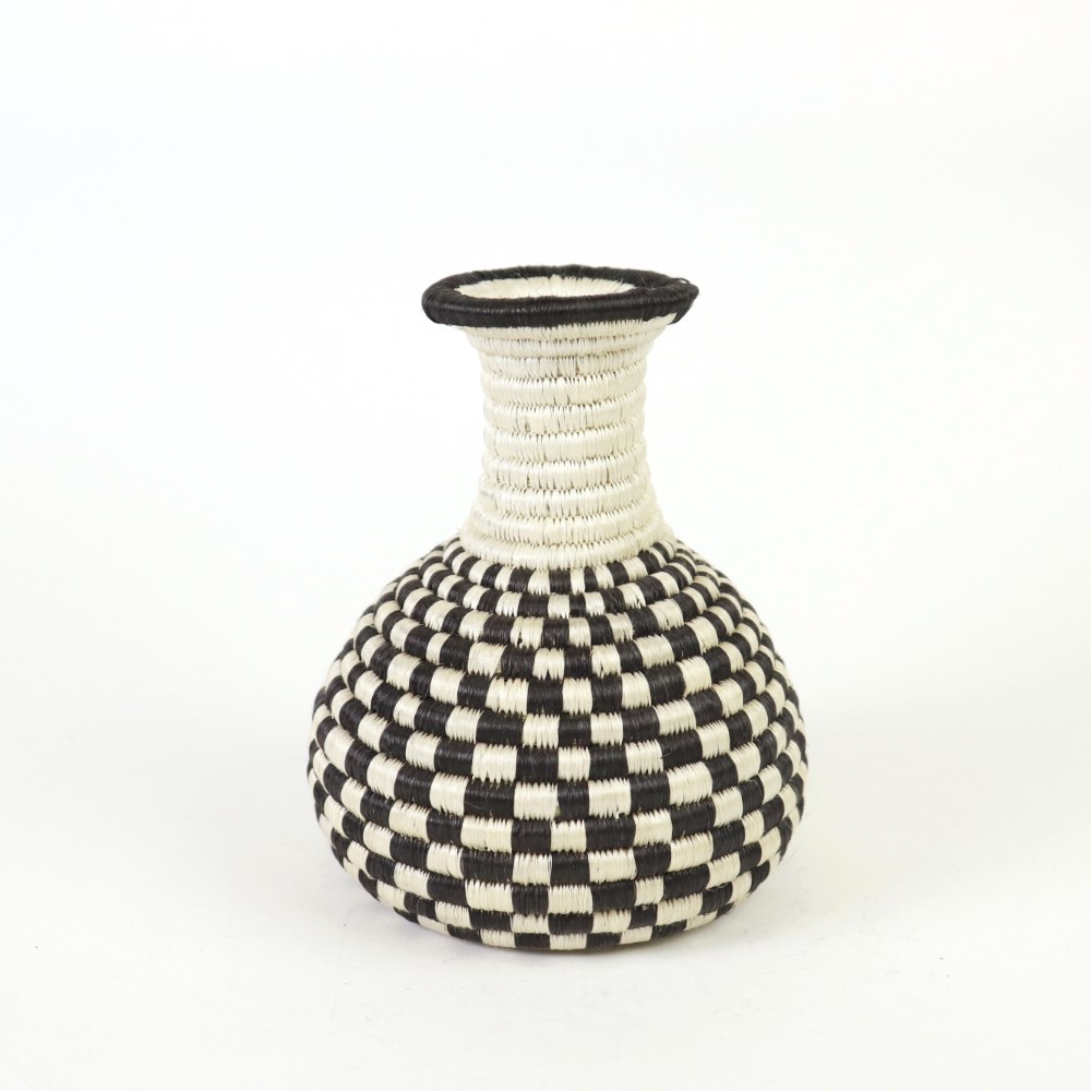 ルワンダサイザルバスケット フラワーベース 市松