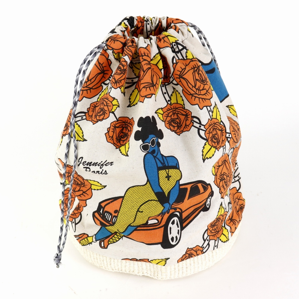 サイザル底シャインシャイン巾着バッグ キナリ