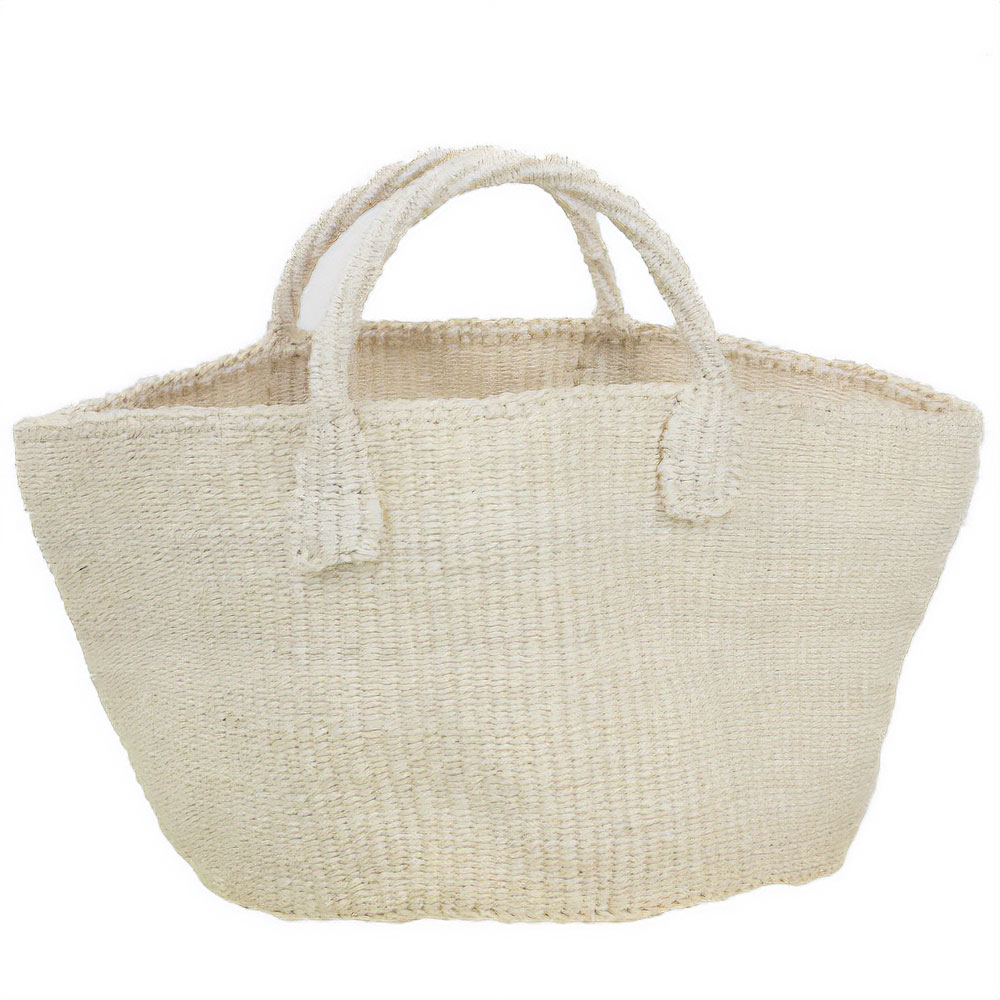 サイザルバッグ共手無地12x8横長 無地 生成