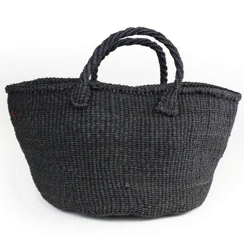 サイザルバッグ共手無地12x8横長 無地 黒