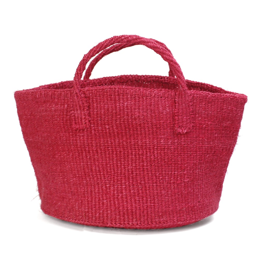 サイザルバッグ共手無地12x8横長 無地 赤