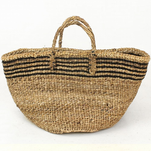 バナナバッグ共手12x8 上サイザルボーダー 黒