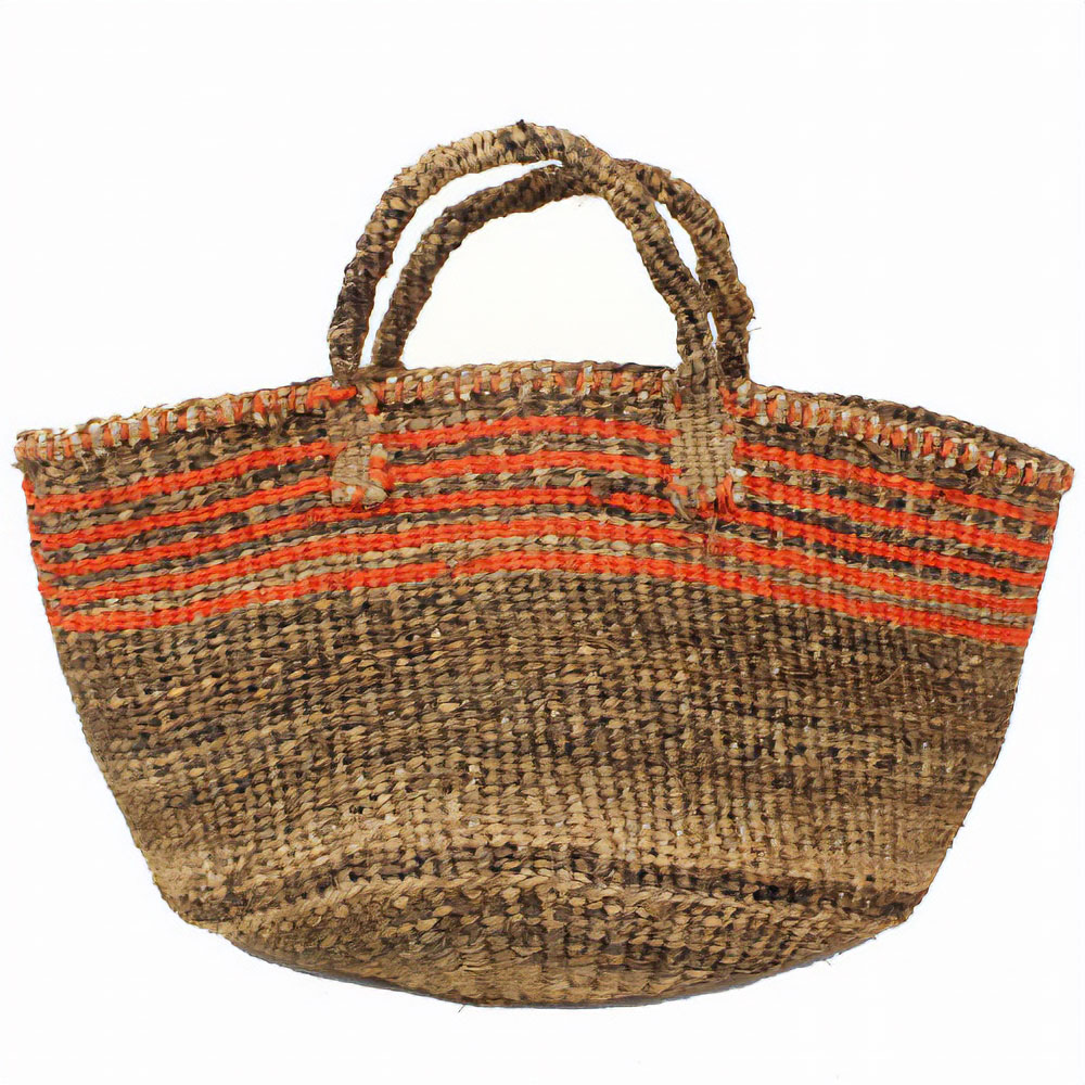 【SALE】バナナバッグ共手12x8 上サイザルボーダー オレンジ @6400→2000