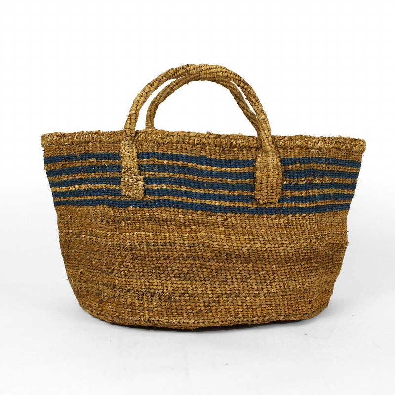 【SALE】バナナバッグ共手12x8 上サイザルボーダー ターコイズ_02 @6400→4500