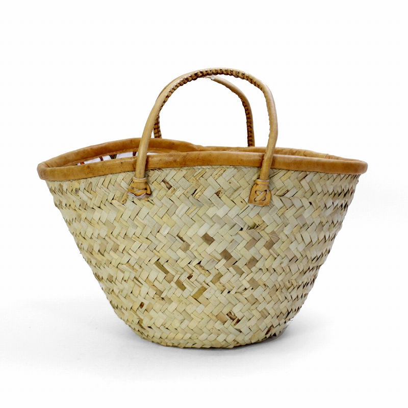 ストローバッグ 小 革縁革ハンドル カンガ内布