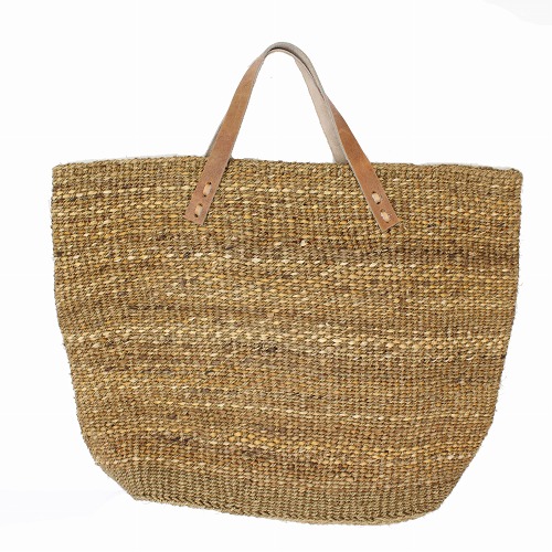 サイザルバナナMIX四角底 平革ハンドル