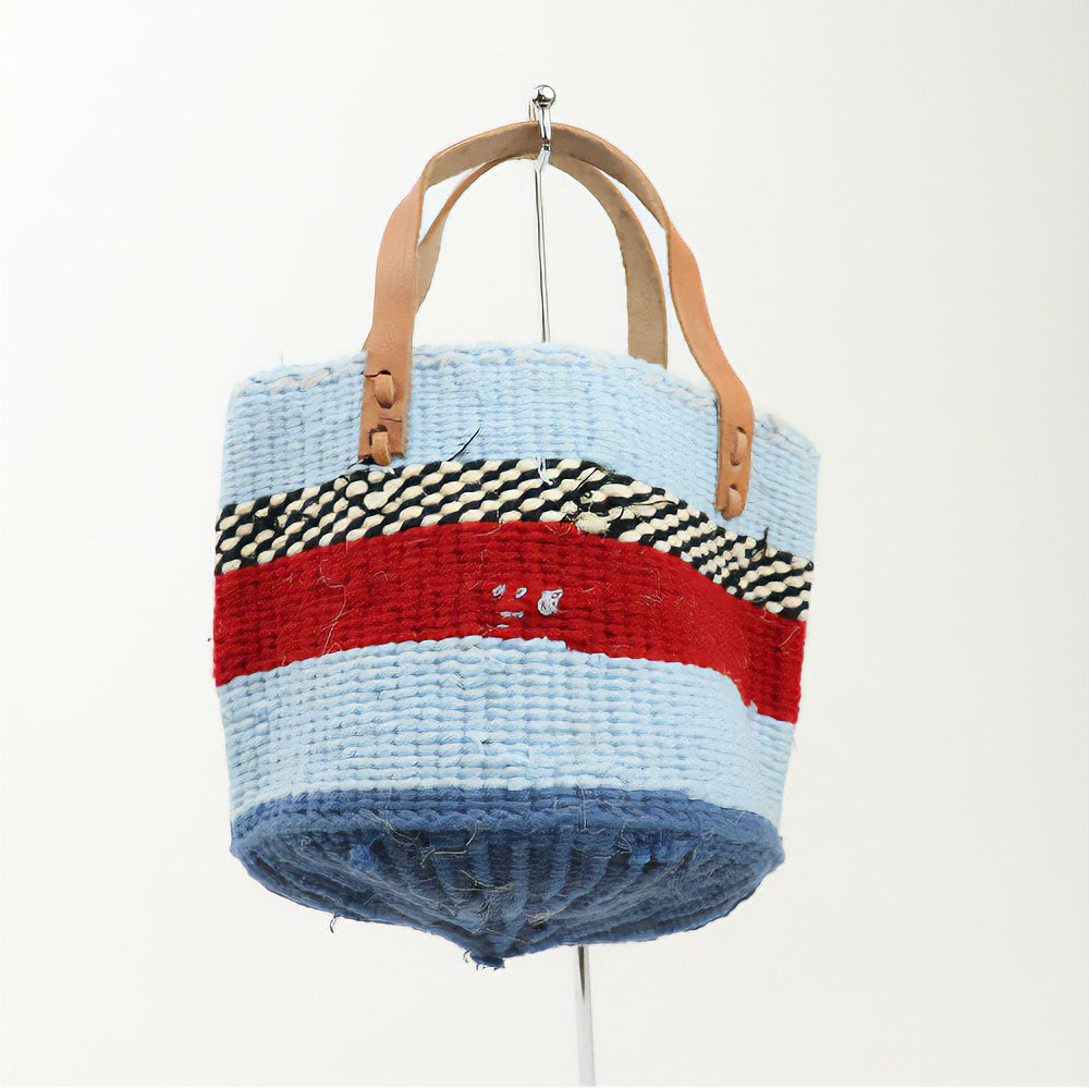 【SALE】アップサイクルアクリル サイザル6インチ 平革ハンドル 2002 一点物