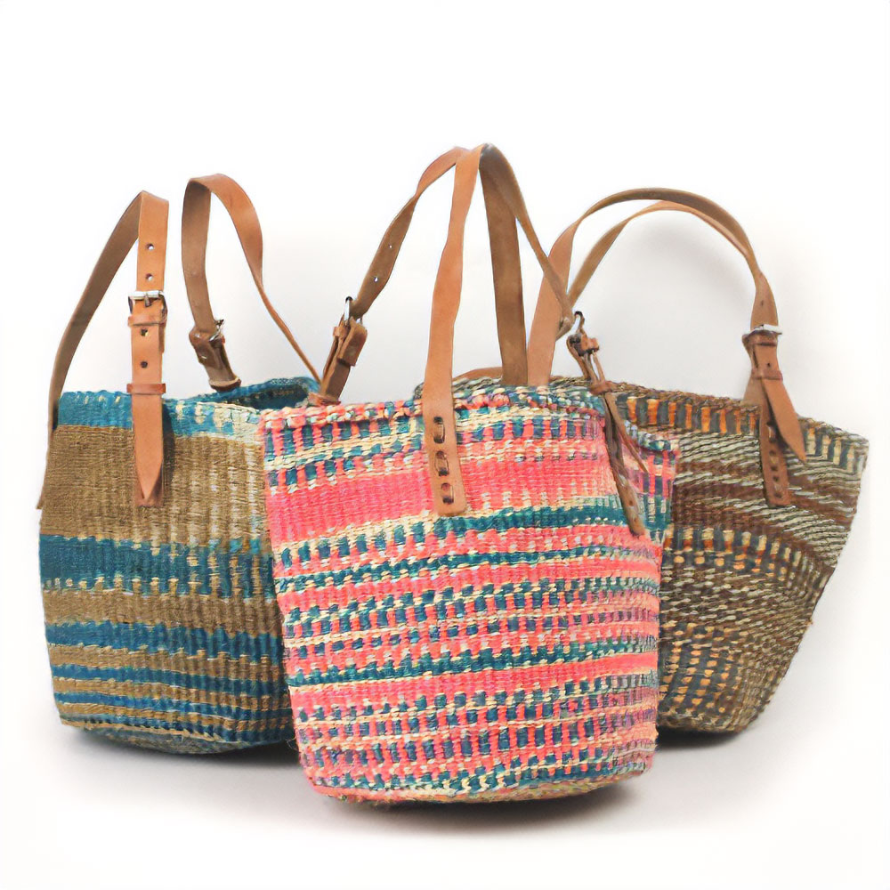 サイザルバッグ8×9平革ハンドル(調節可能)アソート