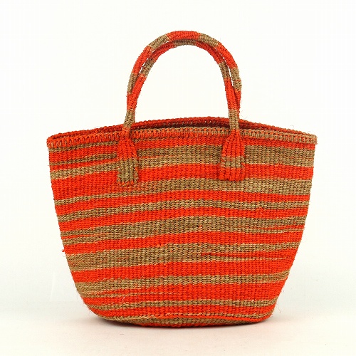 【SALE】サイザルバッグ共手9インチ ゼブラ タイダイ カーキxオレンジ @4500→3000