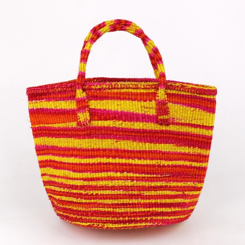 【SALE】サイザルバッグ共手9インチ ゼブラ タイ フシアx黄xオレンジ @5400→3000