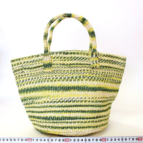 サイザルバッグ共手 9インチ 三色絞り染め 生成x黄色x緑19SS一点 6600→5280円