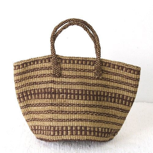サイザルバッグ共手9インチ ドット カーキxコゲチャ