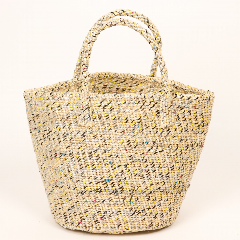 アップサイクルプラスチックサイザルバッグ共手9インチ クリアマルチ