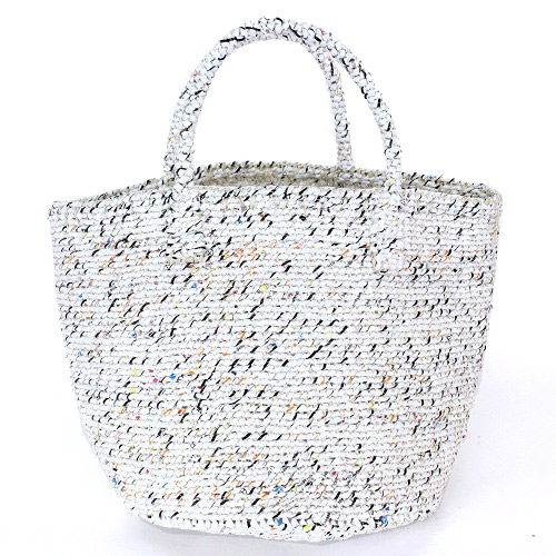 アップサイクルプラスチックサイザルバッグ共手9インチ マルチホワイト