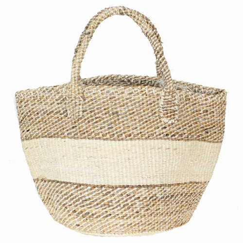 バナナバッグ共手9インチ サイザル太ボーダー 生成