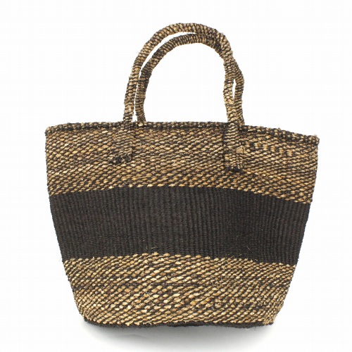 バナナバッグ共手9インチ サイザル太ボーダー 黒