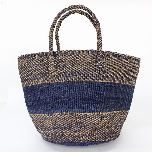 バナナバッグ共手9インチ サイザル太ボーダー 濃紺