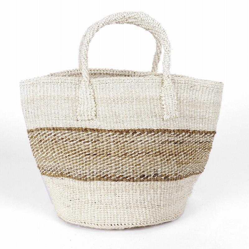 バナナサイザルバッグ共手9インチ バナナボーダー 生成サイザルハンドル