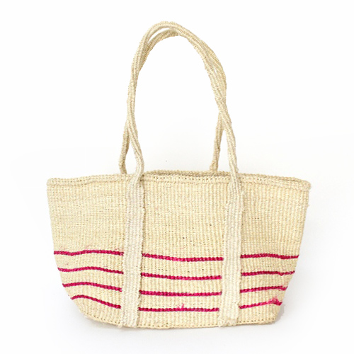 【SALE】サイザルバッグ四角底トートミニ 平ハンぐるり 細ボー フシア @6500→4500