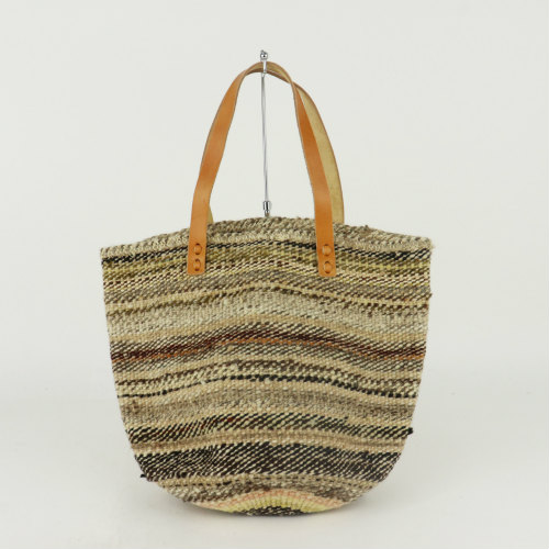 ケナナウールサイザルバッグ10インチ 平革ハンドル長