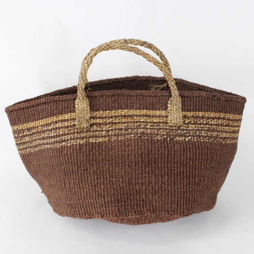 サイザルバッグ12x8 ハンドル長  こげ茶xバナナファイバー