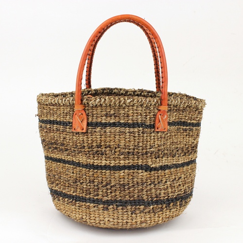 バナナバッグ ミニ 革ハンドル ビニルボーダー 黒