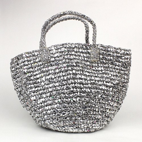 プラスチックサイザル共手9インチかぎ編み シルバー